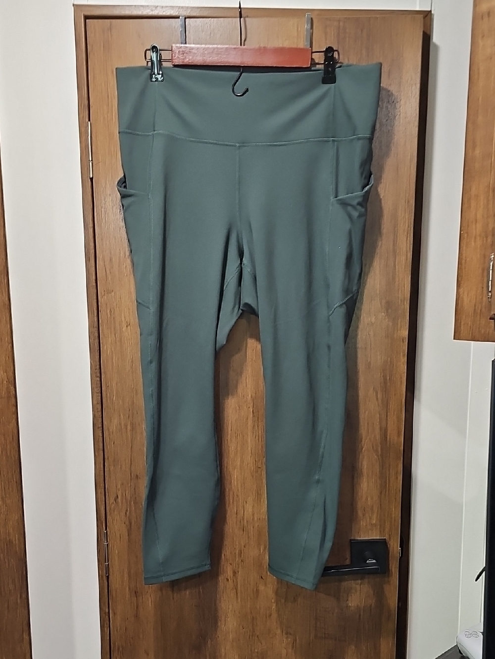 Fabletics High-Waist Leggings with Side Pockets - Olive Green